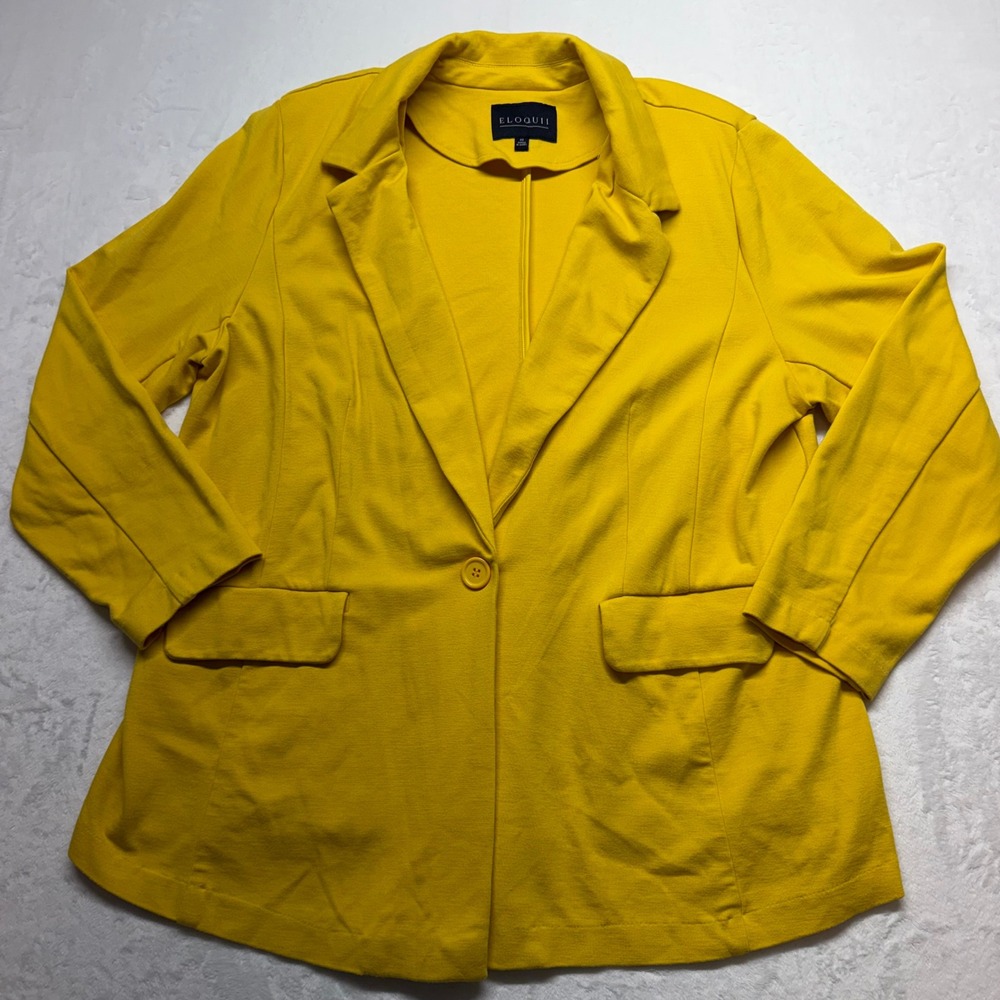 ELOQUII Blazer Size 20 Mustard Yellow Single Button Plus Size Career Workwear
